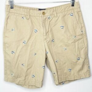 Charleston Threads Mens 34 Khaki Chino Shorts Golf Cart Embroidered Cotton